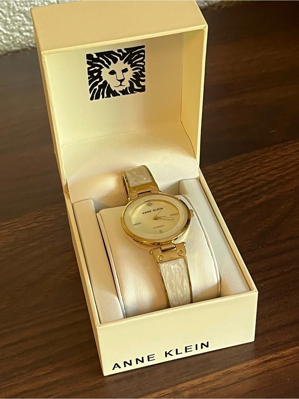 Anne Klein Gold and Cream Link Bracelet Watch